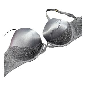 Victoria's Secret Gray Lace Very Sexy Padded Demi Push Up Bra Sz 32DD
